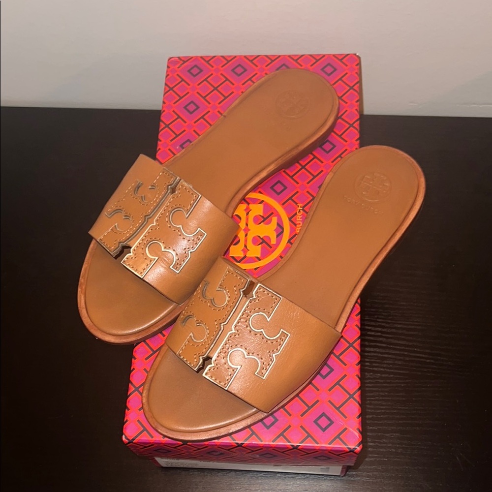 Tory Burch Tan Slide Sandals